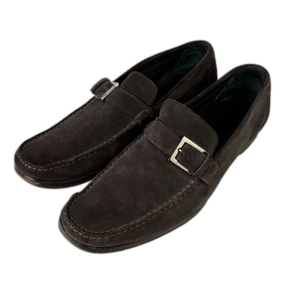 Ermenegildo Zegna Suede Buckle Loafers Men’s Size 10.5 D Brown Made in Italy - Picture 1 of 8